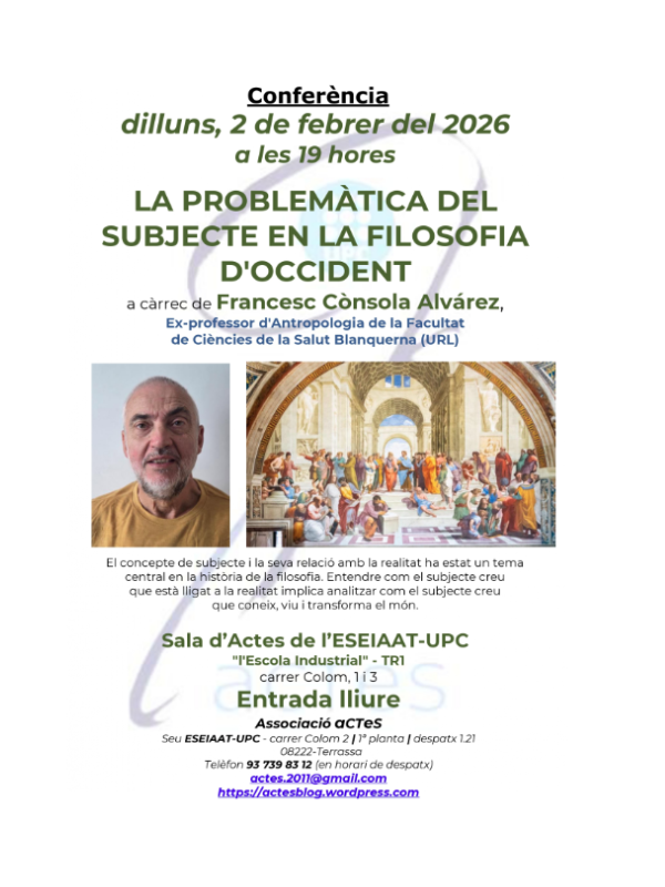 Conferència 'La problemàtica del subjecte en la filosofia d'occident', Francesc Cònsola
