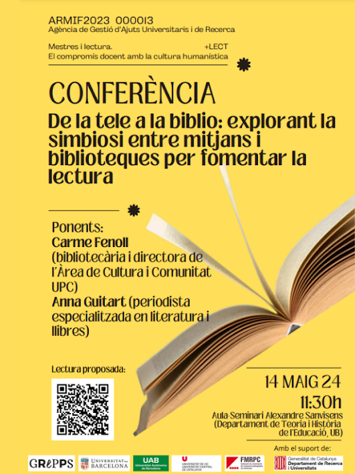 Conferència "De la tele a la biblio: explorant la simbiosi entre mitjans i biblioteques per fomentar la lectura". Ponents: Carme Fenoll i Anna Guitart.
