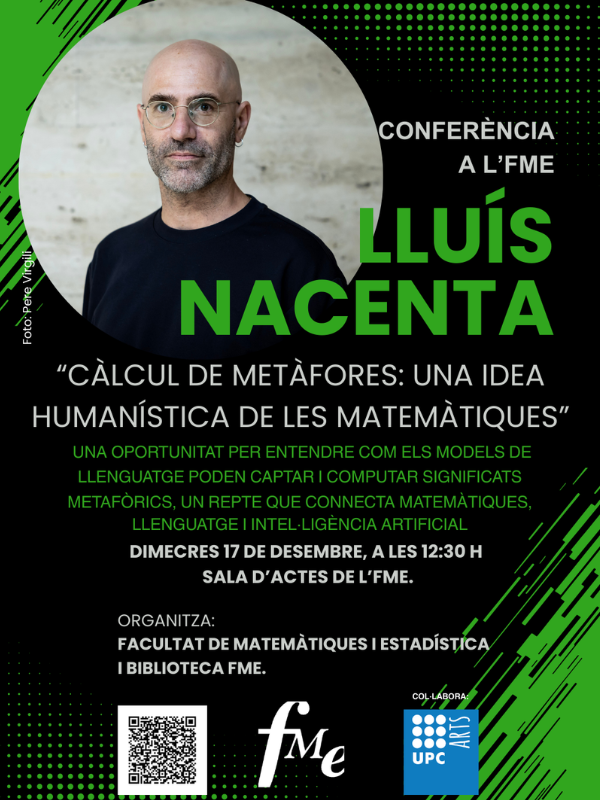 Conferència "Cálcul de metàfores: una idea humanística de les matemàtiques" de Lluís Nacenta, matemàtic alumni FME