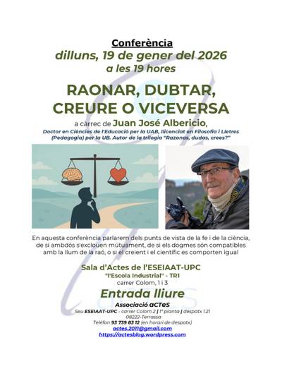 Conferència. Raonar, dubtar, creure o viceversa a càrrec de Juan José Albericio